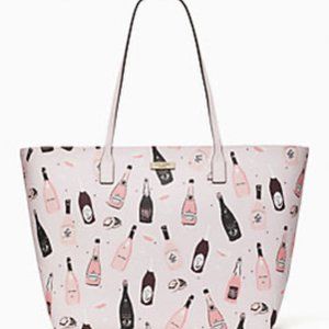 Kate Spade Tote Pink Large Shore Street Margareta Wine Bottles Saffiano #K4887
